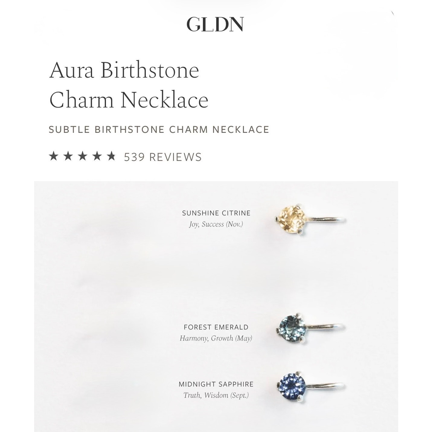 Gldn Aura Birthstone Sept Sapphire Charm Necklace Sterling Silver — image 7 of 8